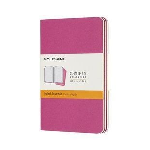 Записник Moleskine Cahier кишеньковий / Лінійка Рожевий (набір)