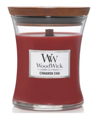 Scented candle with the scent of vanilla and cinnamon Woodwick Mini Cinnamon Chai 85 g