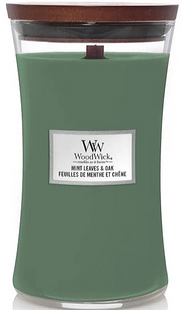 Ароматична свічка з нотами м'яти та дуба Woodwick Large Mint leaves & Oak 609 г