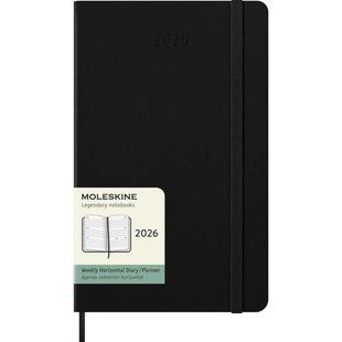 Тижневик Moleskine 2026 Горизонтальний середній Чорний