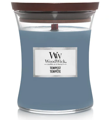 Scented candle with sea salt and pearls Woodwick Medium Tempest 275 g