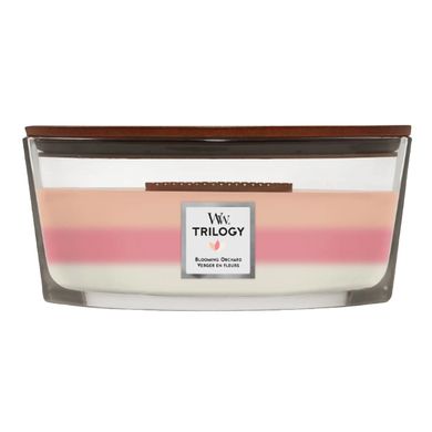 Scented candle with delicate notes Woodwick Ellipse Trilogy Blooming Orchard 453 g