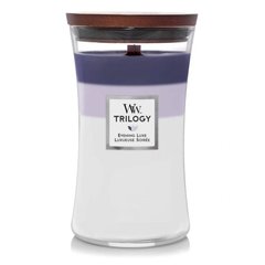 Scented candle with three-layer aroma Woodwick Large Evening Luxe Trilogy 609 g