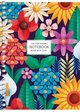 Notebook for notes, spiral on the side, A6/80 sheets, squared, white block, 60g/m2, cardboard, UV varnish, Student