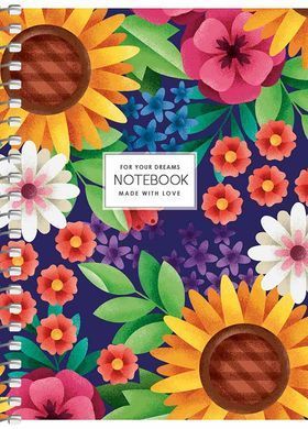 Notebook for notes, spiral on the side, A6/80 sheets, squared, white block, 60g/m2, cardboard, UV varnish, Student